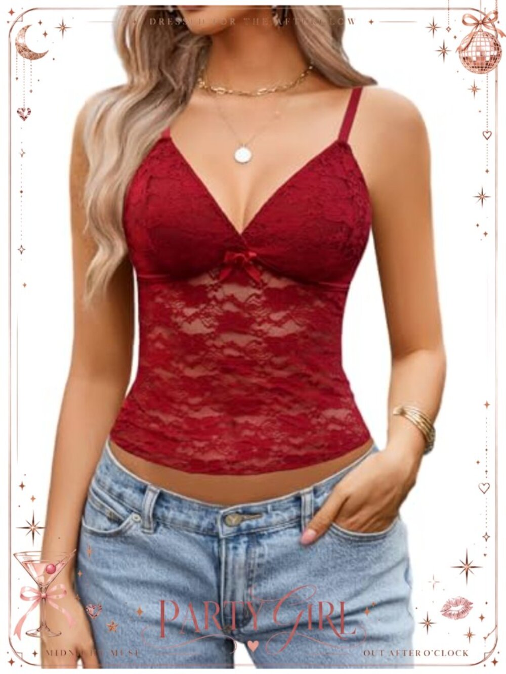 Lace Camisole Top Womens V Neck Sleeveless Crop Y2K Tank Going Out